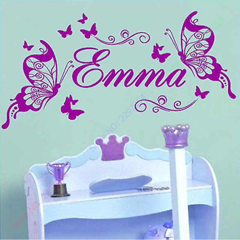 Baby Nursery Decor Girl - Nowe motyle spersonalizowana nazwa Vinyl Butterfly