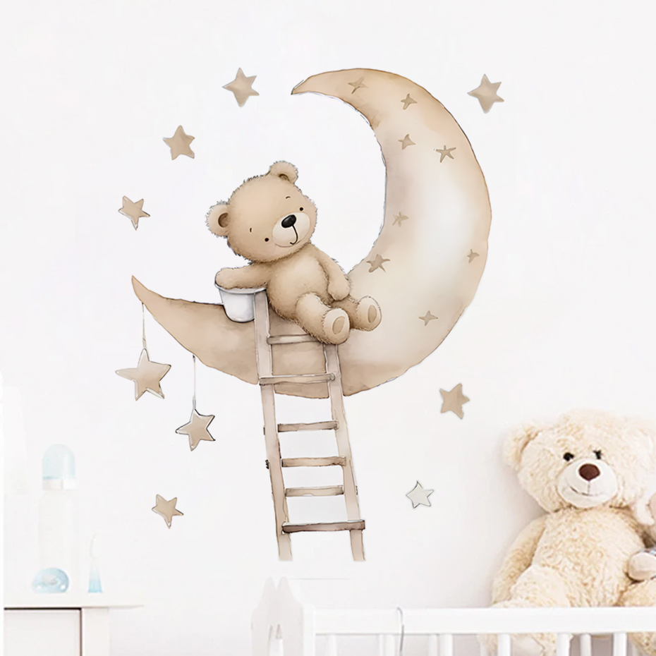 Baby Nursery Boy - Słodki Miś Gwiazda Chmura Naklejki ścienne