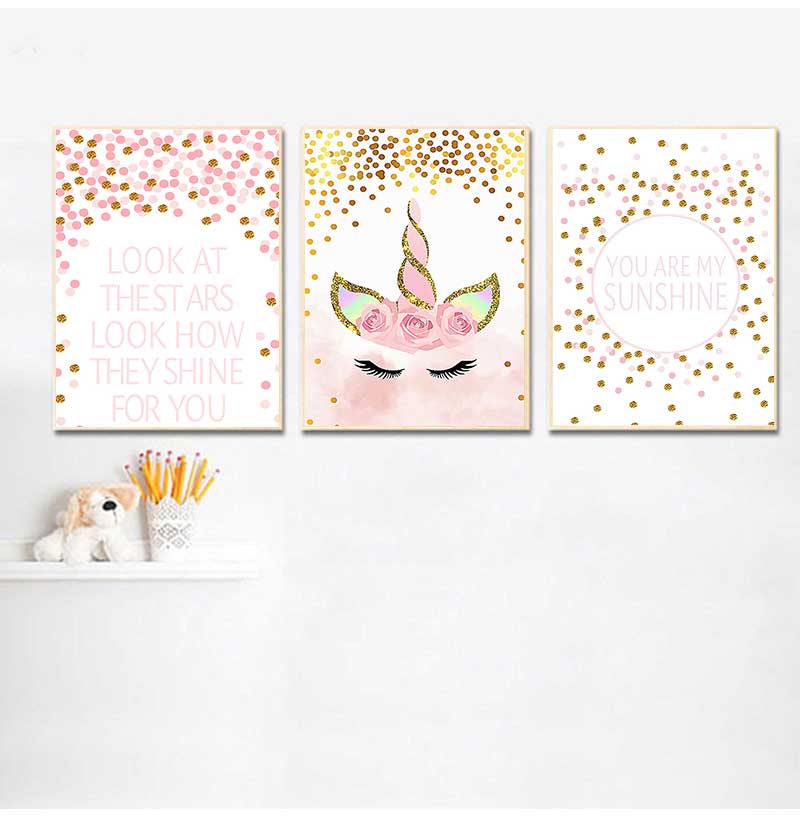 Baby Girl Nursery Quotes - Dekoracyjny obraz do pokoju dziewczynki, różowy