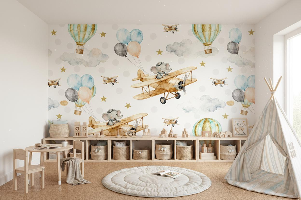 Kreskówkowa fototapeta ze zwie – Baby Nursery Peel And Stick Wallpaper recenzja i cena